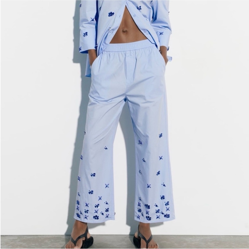 ZARA  Nwt Jewel Poplin Pants